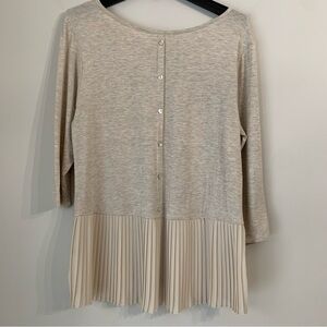 PEBBLE and Stone Beige Top Peplum Button Back Size Large